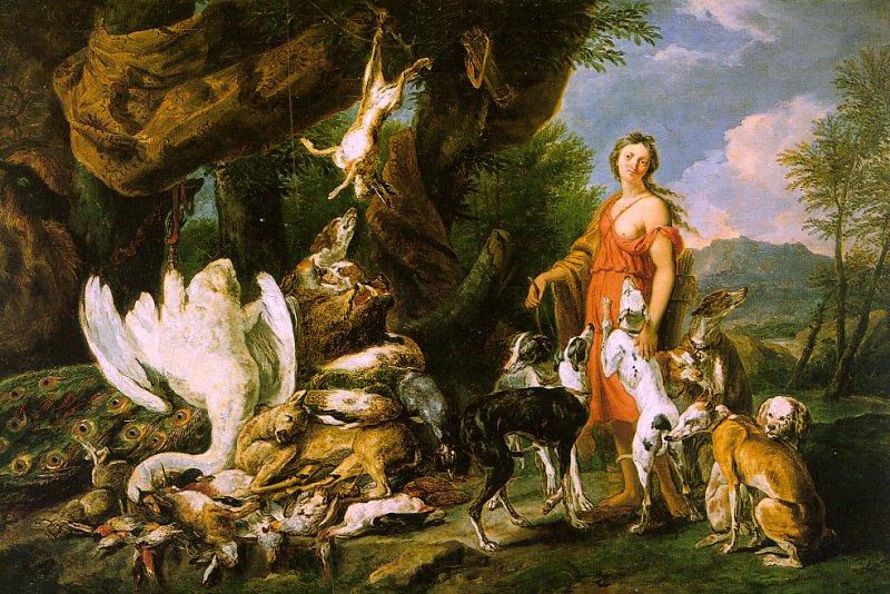  Jan  Fyt Diana with her Hunting Dogs Beside the Kill Norge oil painting art